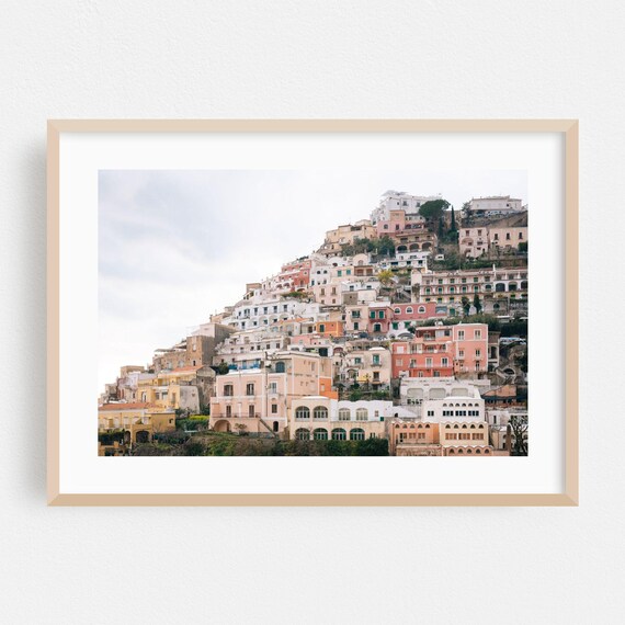 Positano Italy Pastel Hillside Village Amalfi Coast Photo Poster