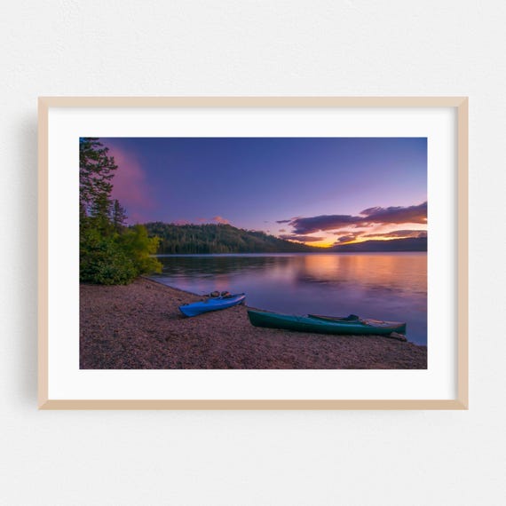 Lake Print Sunset Wall Art Nature Framed Scenic Home Decor Wilderness Poster Landscape Fine Photography Paddling Paradise