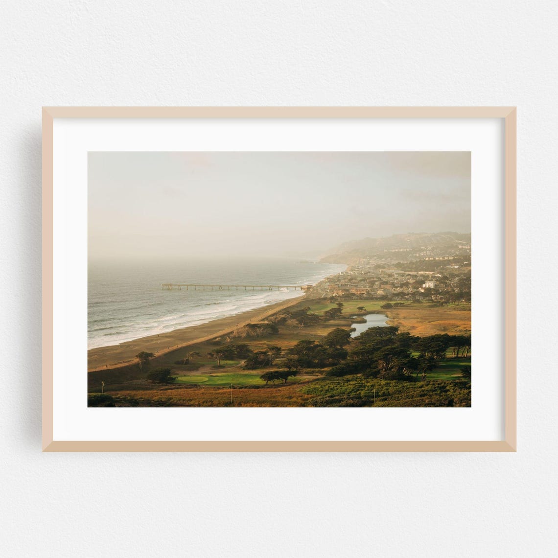 Pacifica California Coastline With Pier Beach And Hills Poster