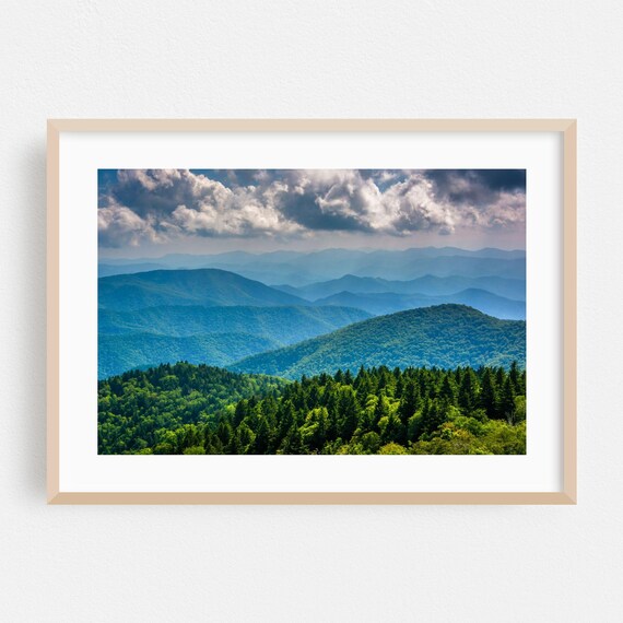 North Carolina Blue Ridge Mountains Layered Forest Landscape Photo Poster