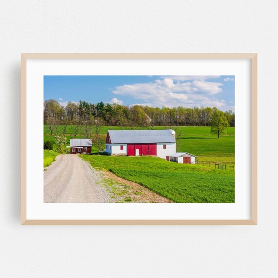 Pennsylvania Red Barn Spring Farm Country Road Photography Poster