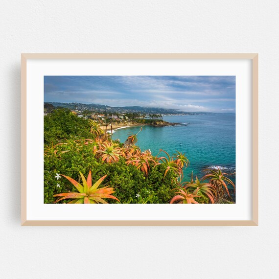 Laguna Beach California Cliffs With Orange Aloe And Turquoise Sea Poster