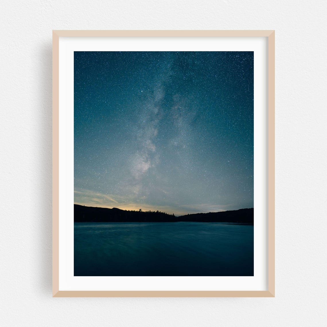 Milky Way Night Sky Over Still Mountain Lake Starry Night Poster