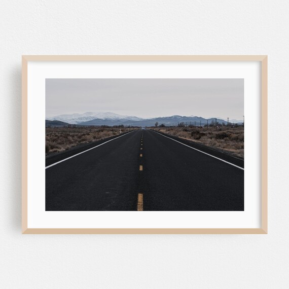 Nevada Desert Highway Winter Mountains Empty Road Photo Poster