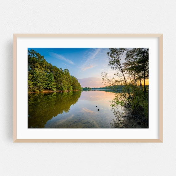 North Carolina Lake Sunset Forest Shore Reflection Photo Poster