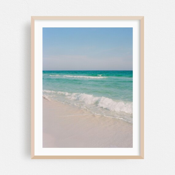 Santa Rosa Beach White Sand Turquoise Waves Seascape Photography Poster