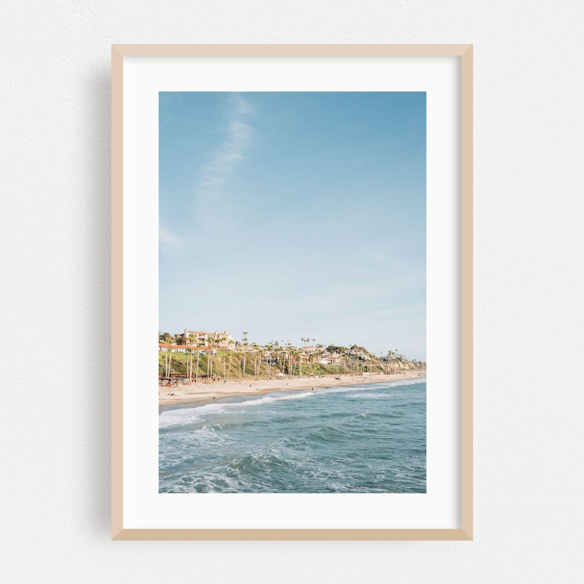 Palm Tree Beach Shore Pastel Coastal Photography Print Ocean View