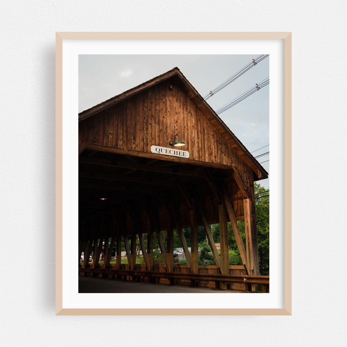 Quechee Covered Bridge Wooden Architecture New England Travel Poster