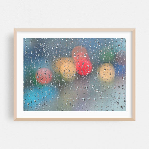 Abstract Print Water Wall Art Moody Framed Photography Home Decor Downtown In The Rain 2 Poster