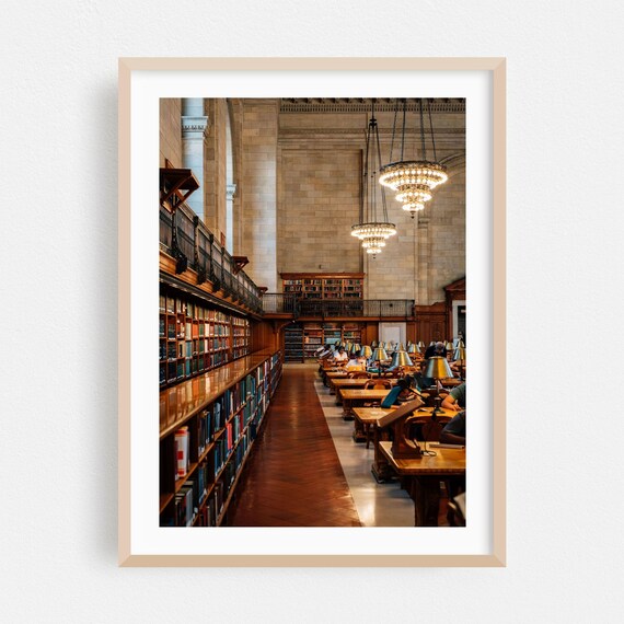 Historic Manhattan Library Reading Room Interior Photo Poster