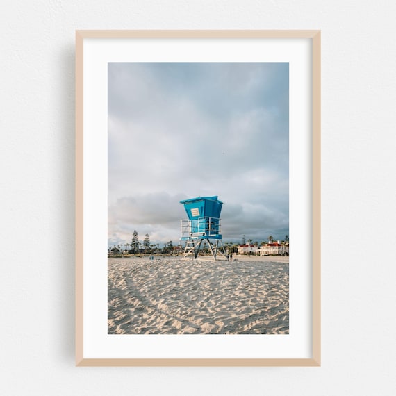 Coronado California Blue Lifeguard Tower Beach Photography Poster
