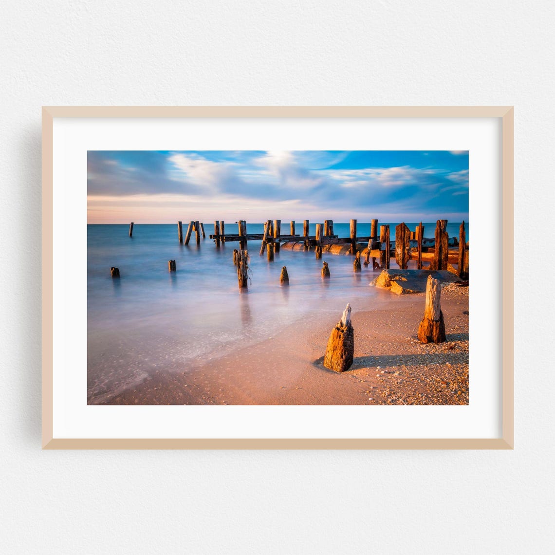 Cape May New Jersey Weathered Pier Pilings At Sunset Beach Poster