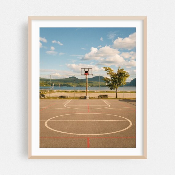 Lakeside Basketball Court Mountain View Daytime Sports Poster