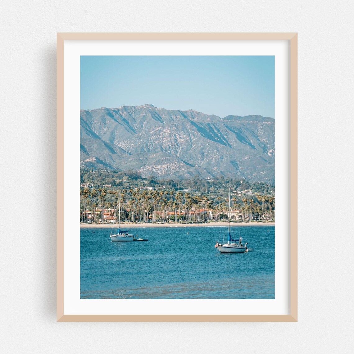 Santa Barbara Harbor Sailboats Palm Beach Coastal Seascape Poster