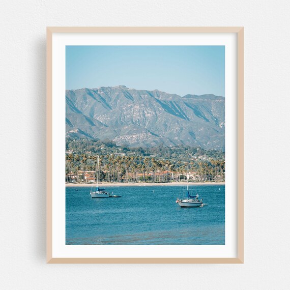 Santa Barbara Harbor Sailboats Palm Beach Coastal Seascape Poster