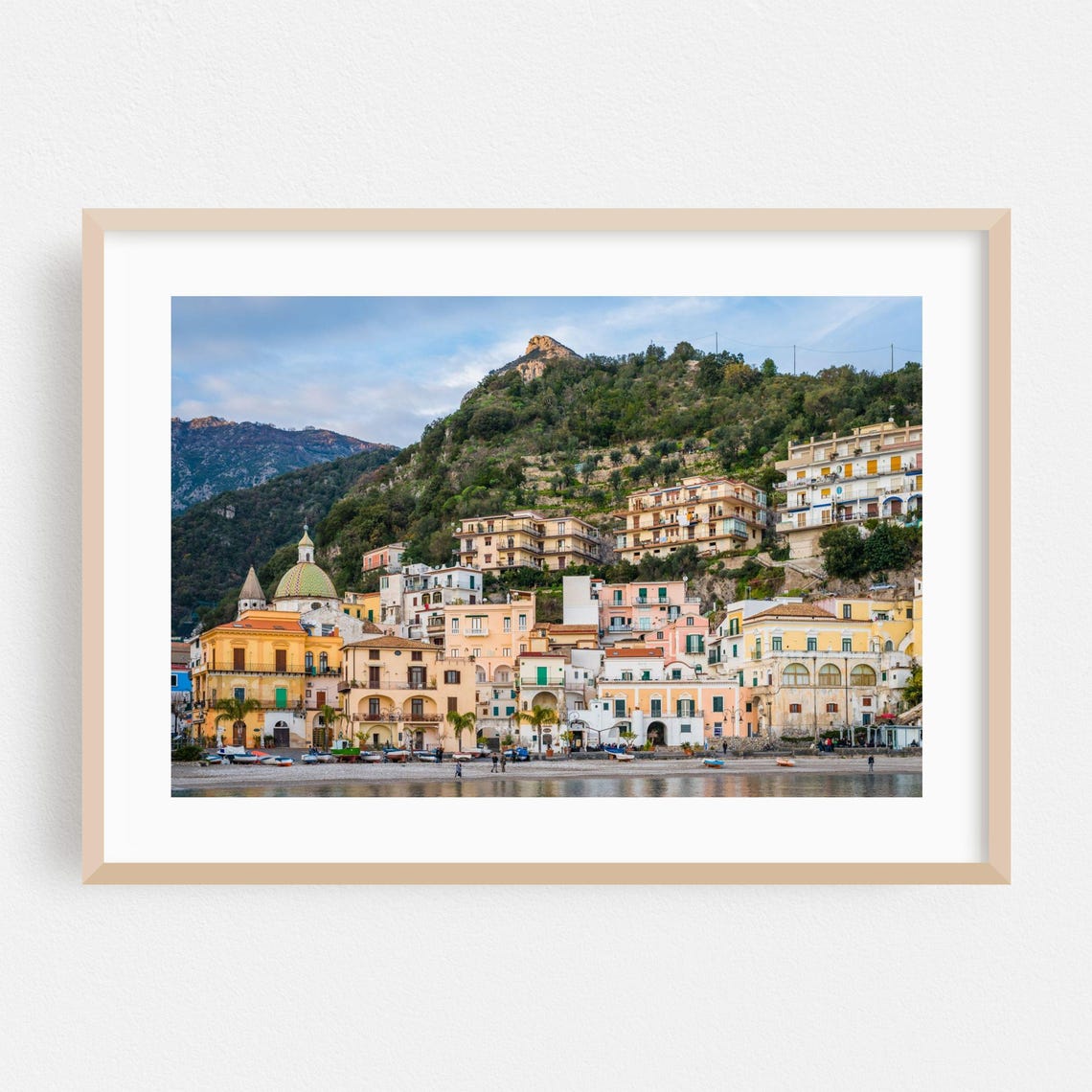 Cetara Amalfi Coast Beachfront Town Mountain View Photo Poster