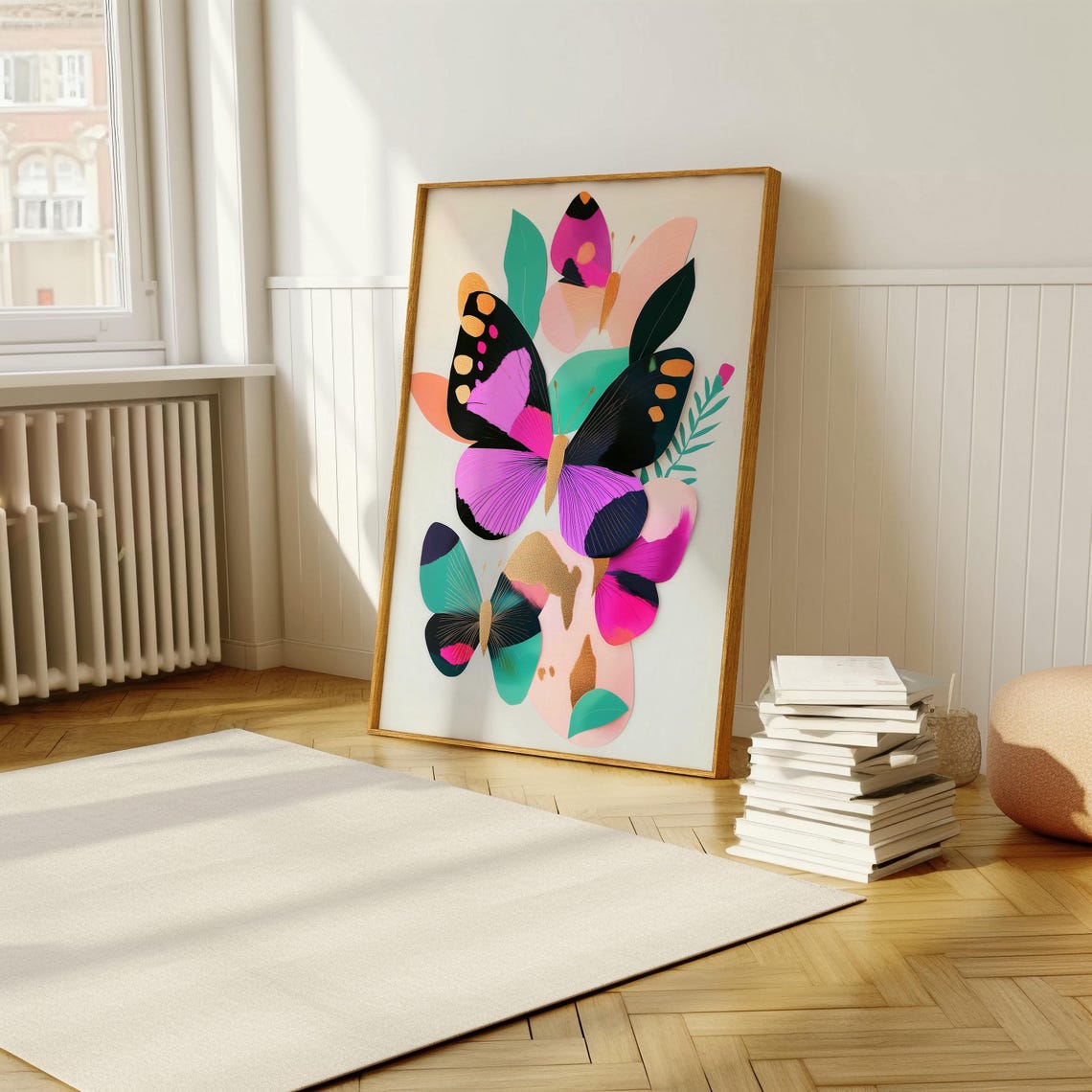 Modern Colorful Butterflies With Gold Accents Contemporary Poster - Image 5