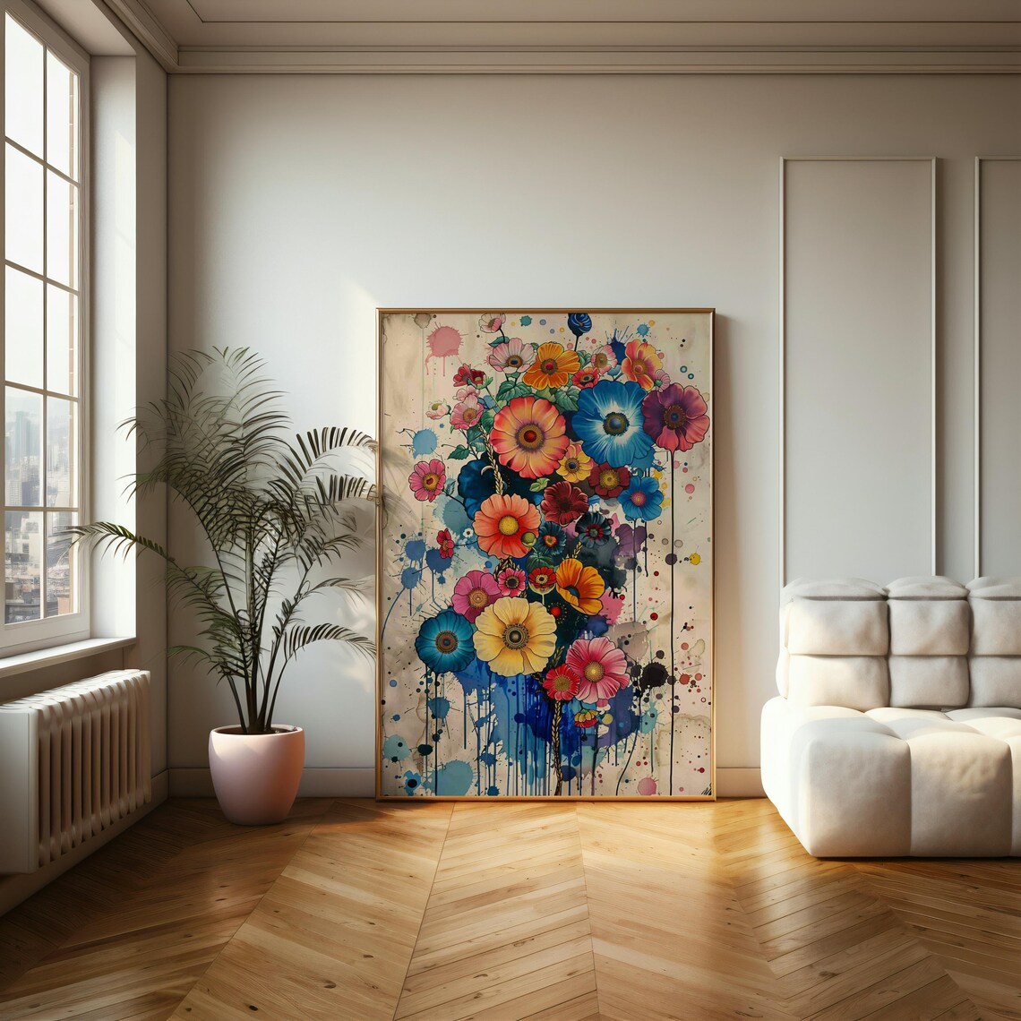 Colorful Wildflower Bouquet Watercolor Splash Floral Art Poster - Image 2