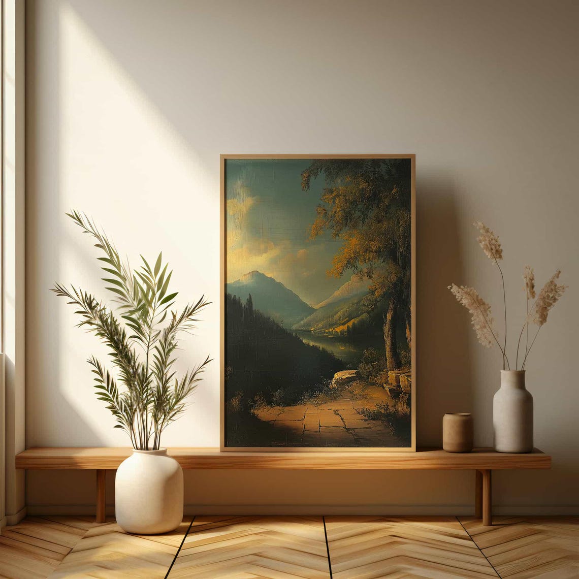Tranquil Mountain View Poster Oil Painting Style Wall Art For Nature Lovers - Image 3