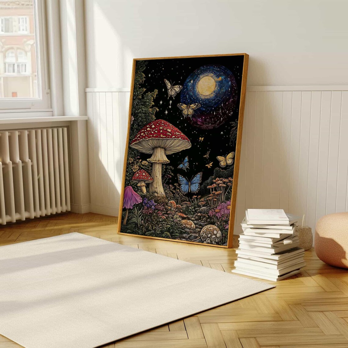 Mystical Mushroom Forest, Whimsical Night Illustration - Image 5