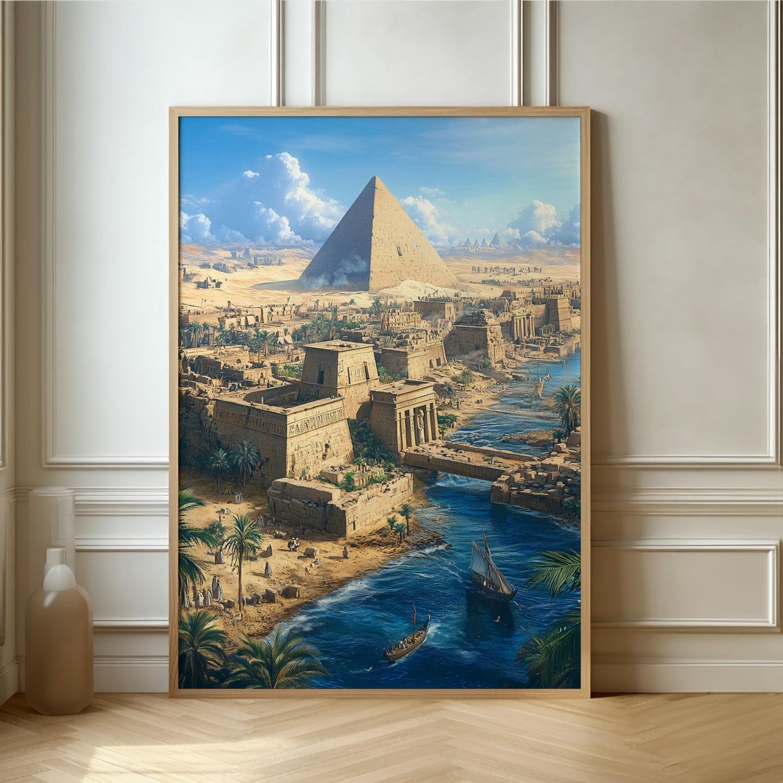 Great Pyramid Of Giza Aerial View With Nile River Egypt Poster