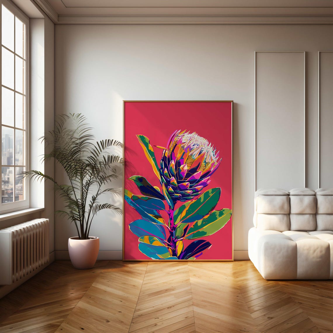 Bright Bold Protea Poster Contemporary Pop Art Flower Wall Print - Image 2