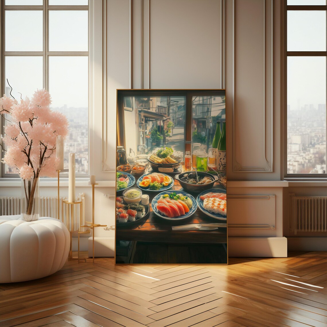 Anime Style Japanese Restaurant Feast Table Food Illustration Poster - Image 4