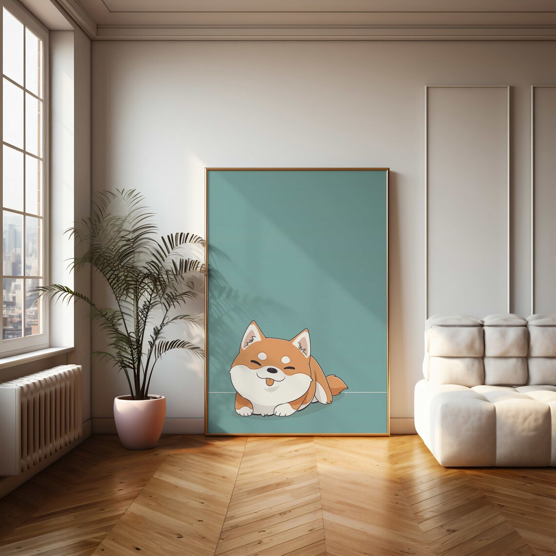 Chubby Smiling Shiba Inu Kawaii Cartoon Dog Super Cute Art Poster - Image 2