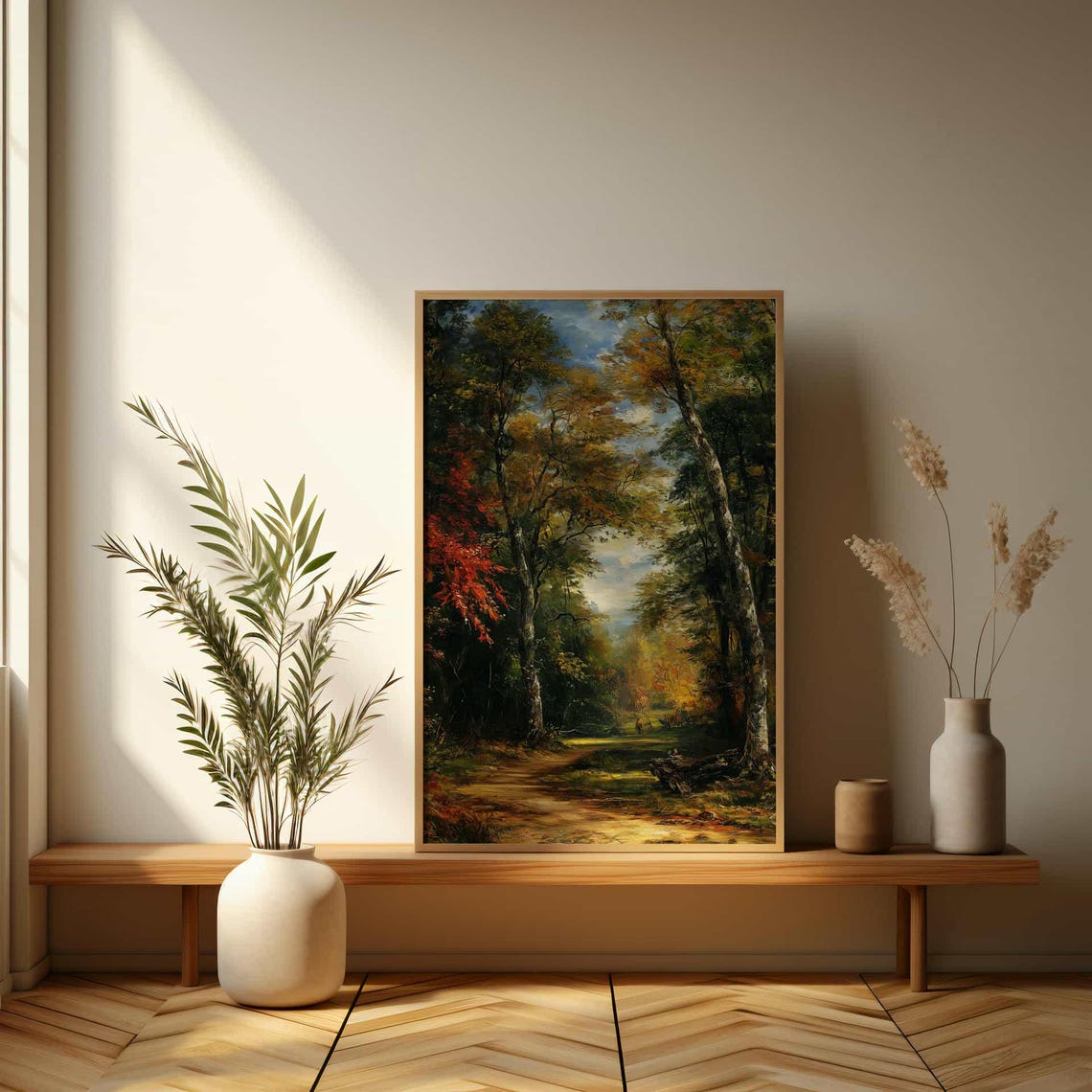 Serene Forest Path Poster Stunning Nature Oil Painting Art Print - Image 3