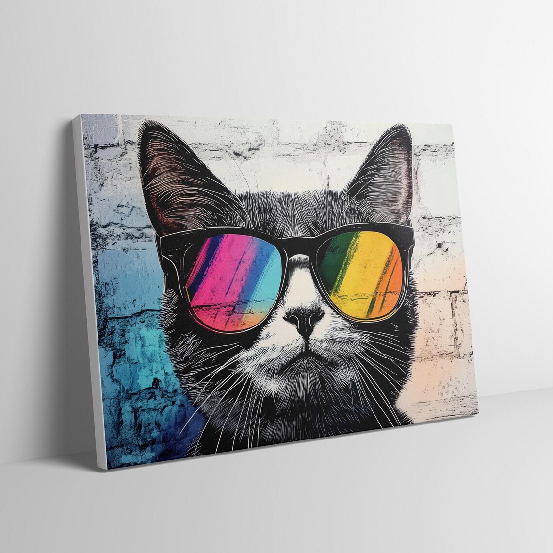 Cat Funny Animal With Sunglasses, Street Art Poster