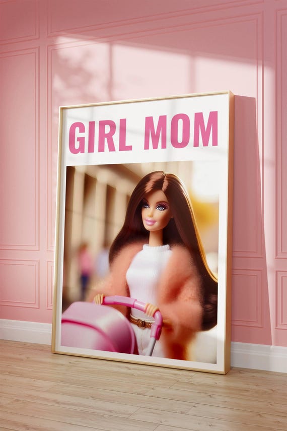 Girl Mom Poster Retro Doll Pink Wall Art Digital Download