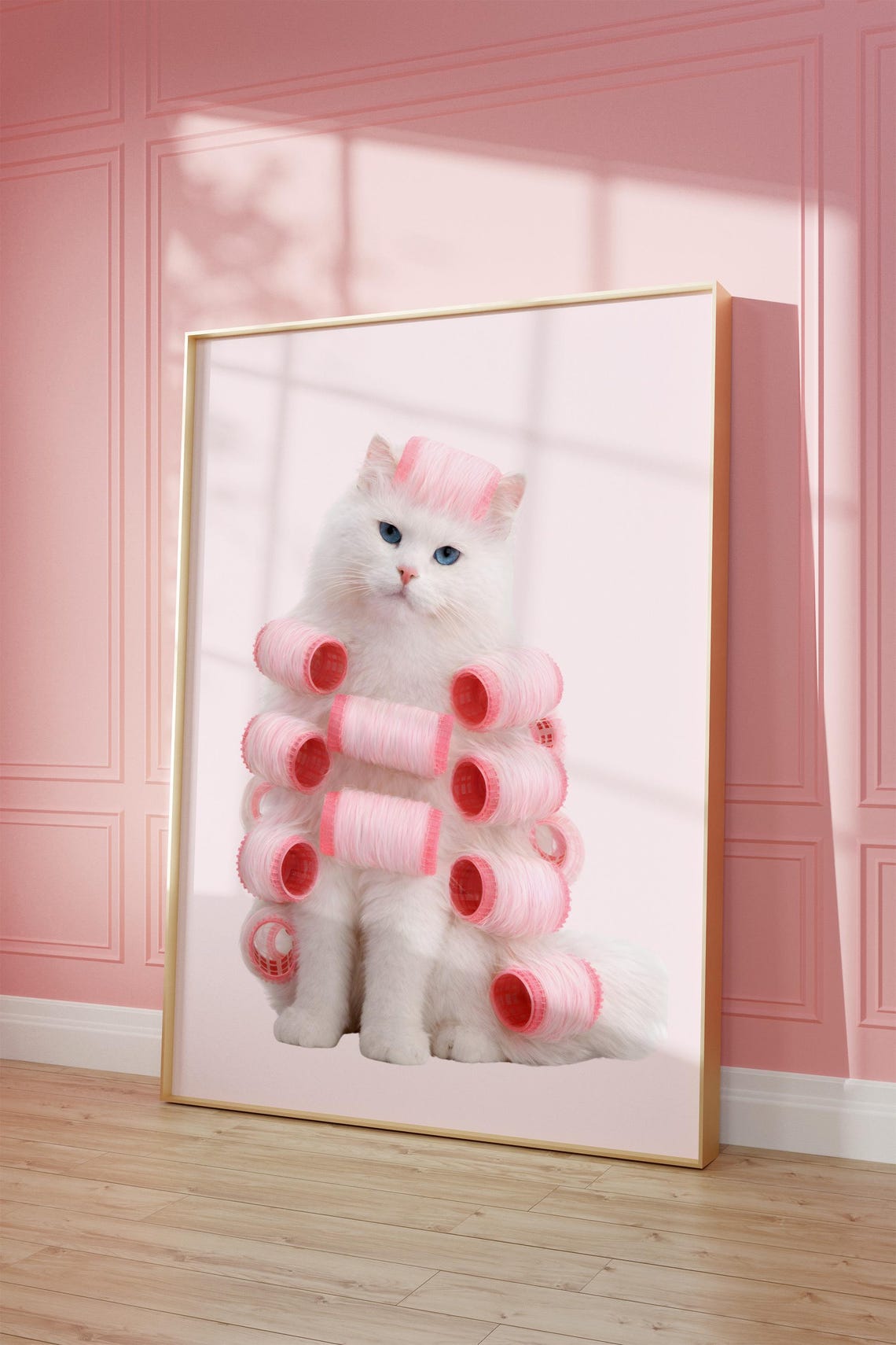 Diva Cat Poster Funny White Print Pink Home Decor Trendy Eclectic Wall Art