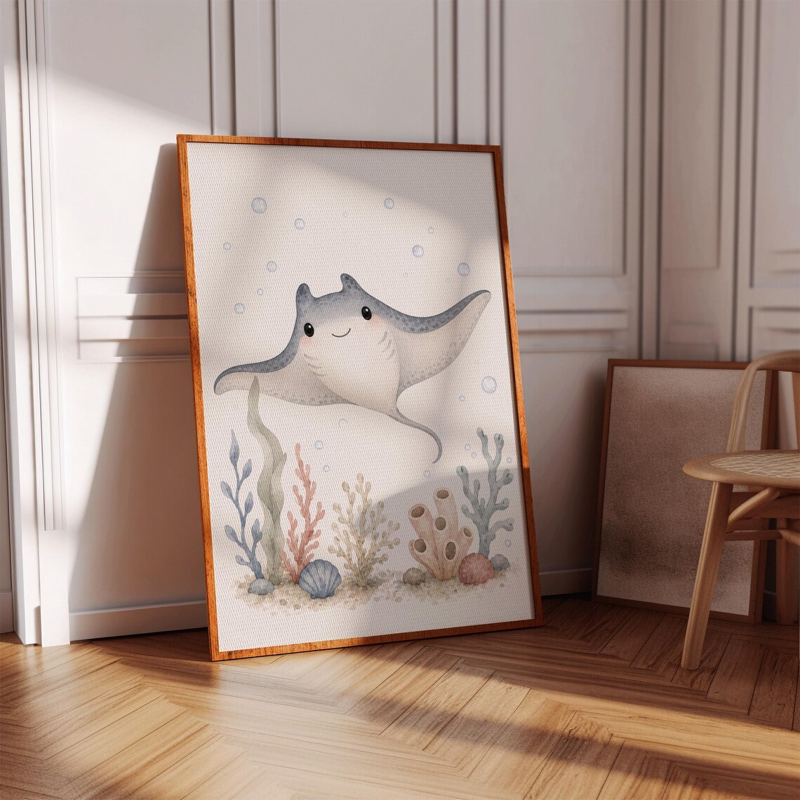 Stingray Nursery Wall Art, Sea Animal Art Print