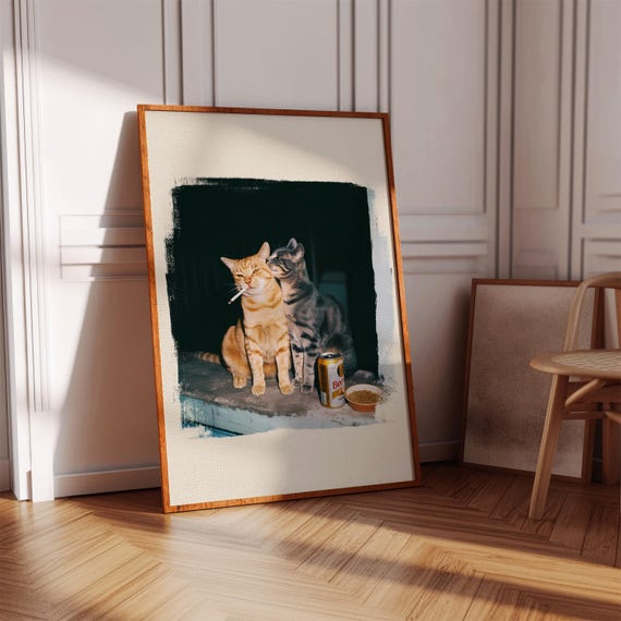 Funny Cats Wall Art Retro Home Decor Digital Download