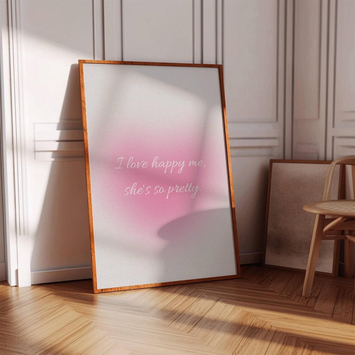 Happiness Quote Poster, Trendy Pink Decor
