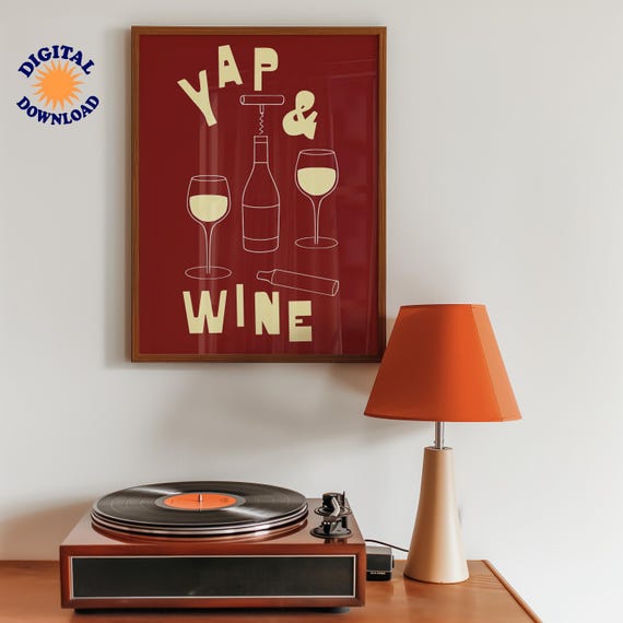 Funny Wine Art Print Yap Illustration
