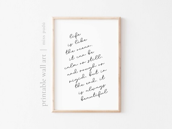 Life Is Like The Ocean Poster Surf Wall Art Download Coastal Decor Wall Art Gift For Surfer Life Is Beautiful