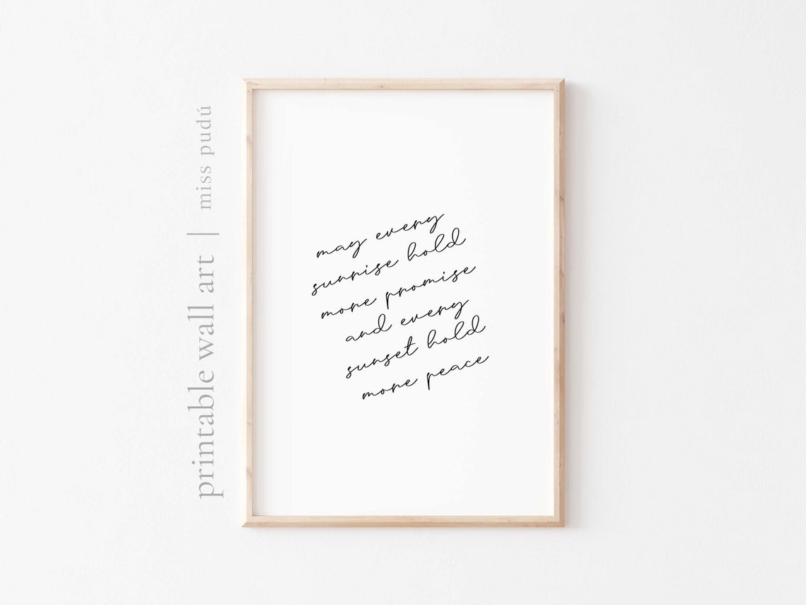 Sunrise Promise Sunset Peace Quote Poster Minimalist Calm Decor