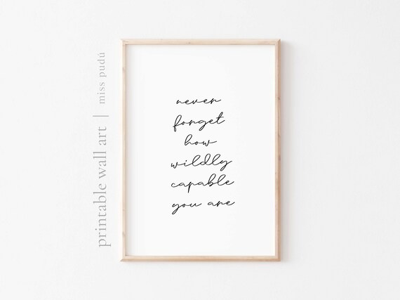 Never Forget How Wildly Capable You Are Motivational Quote Wall Art