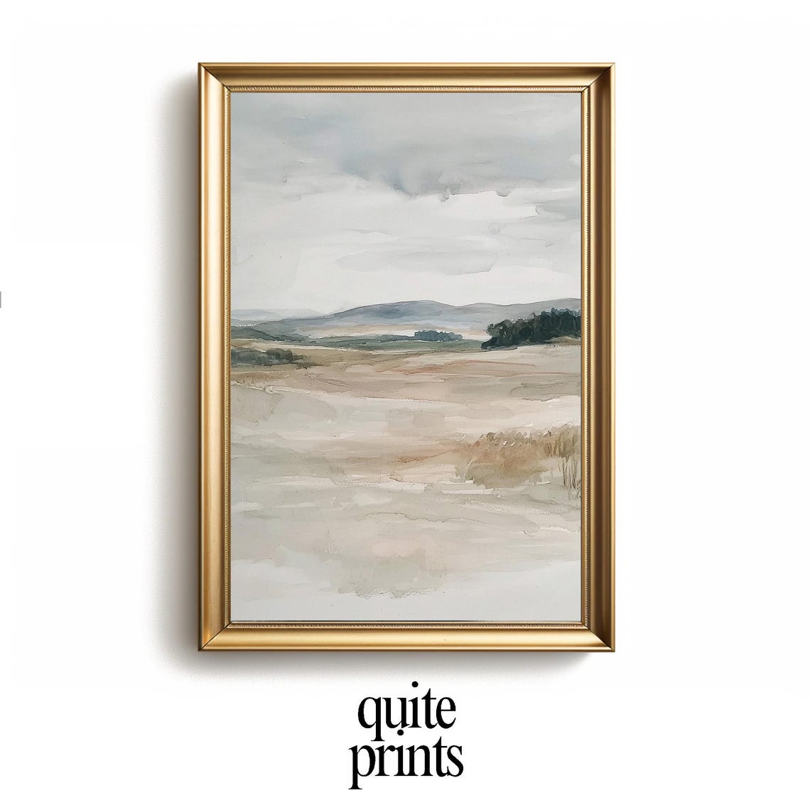 Neutral Beige Landscape Watercolor Minimalist Abstract Field Print