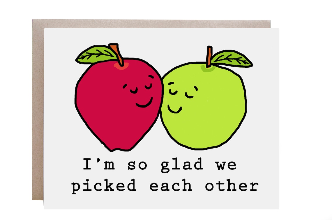 I'm So Glad We Picked Each Other Red Green Apples Love Poster