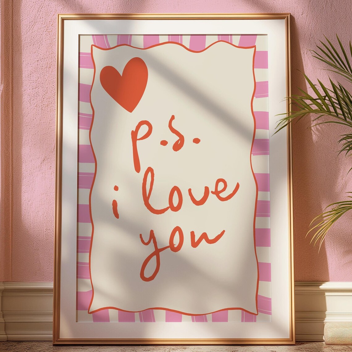 Ps I Love You Valentine Heart Minimalist Art Print - Image 3