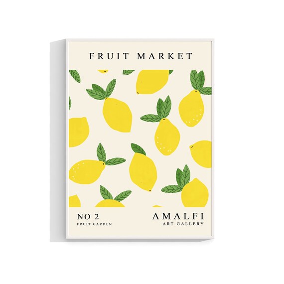 Lemon Fruit Market Amalfi Citrus Pattern Kitchen Wall Decor Poster