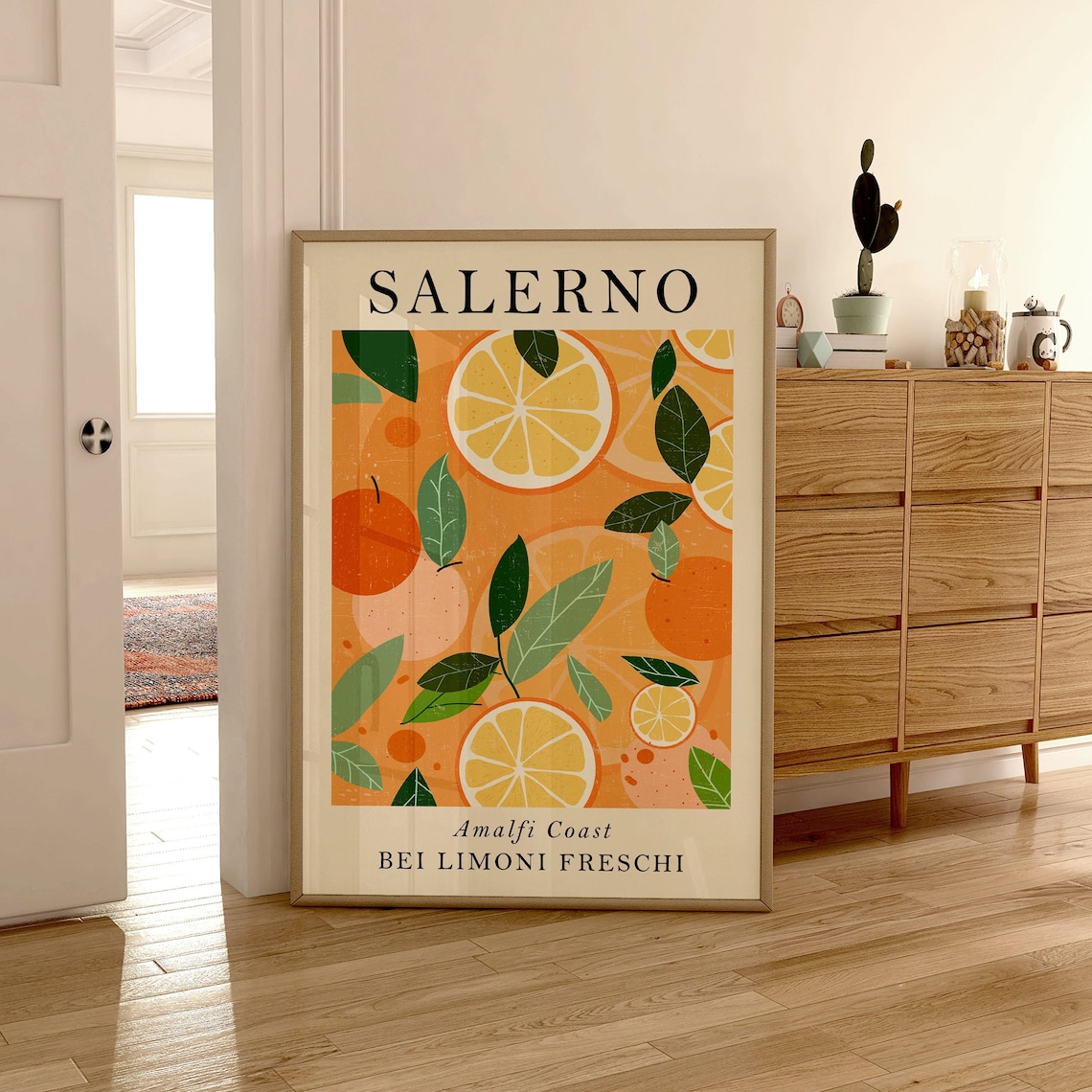 Salerno Amalfi Coast Citrus Orange Slices Italy Travel Poster