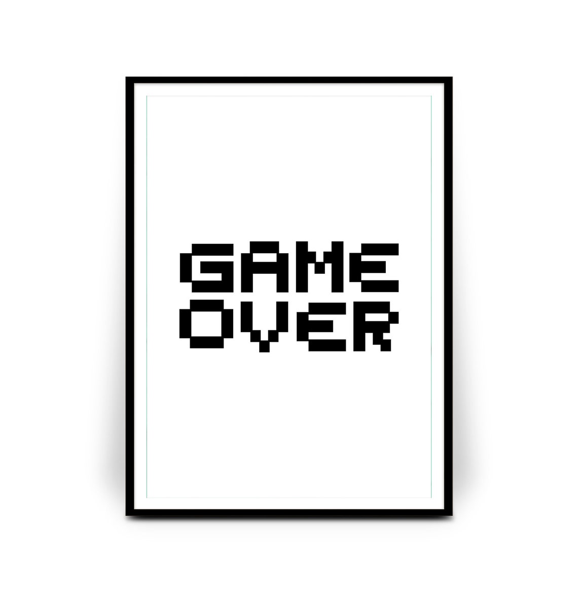 Game Over Pixel Font Minimalist Black White Gaming Room Poster