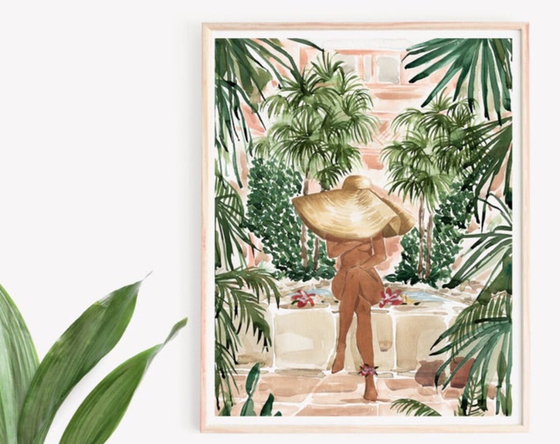Boho Tropical Botanical Art Print, Summer Bathroom Decor - Image 3