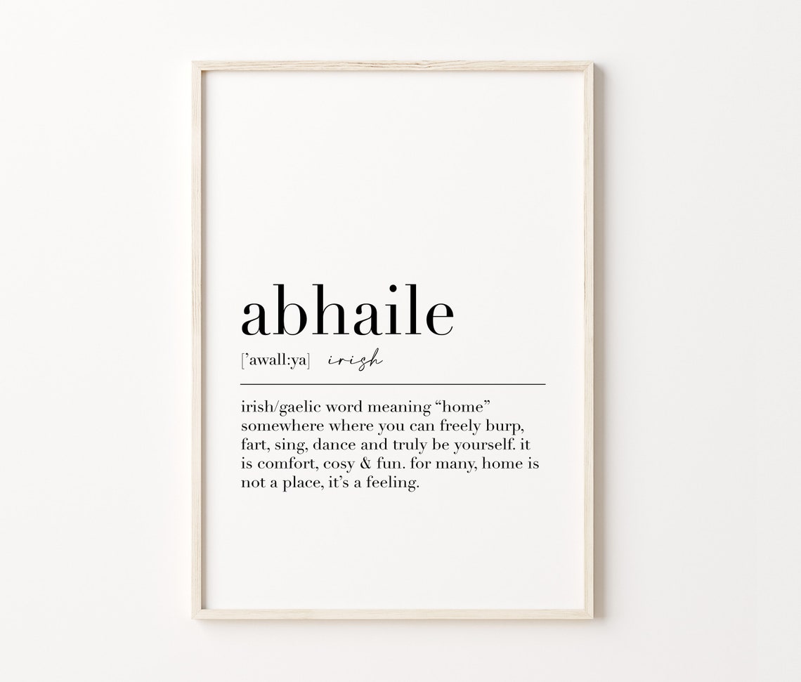 Abhaile Irish Gaelic Word for Home Dictionary Definition Poster - Image 4
