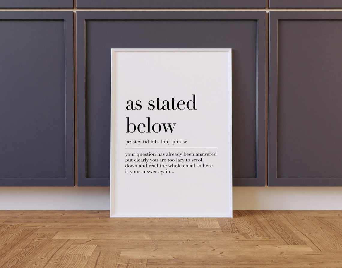 As Stated Below Funny Office Definition Phrase Wall Art Poster - Image 2