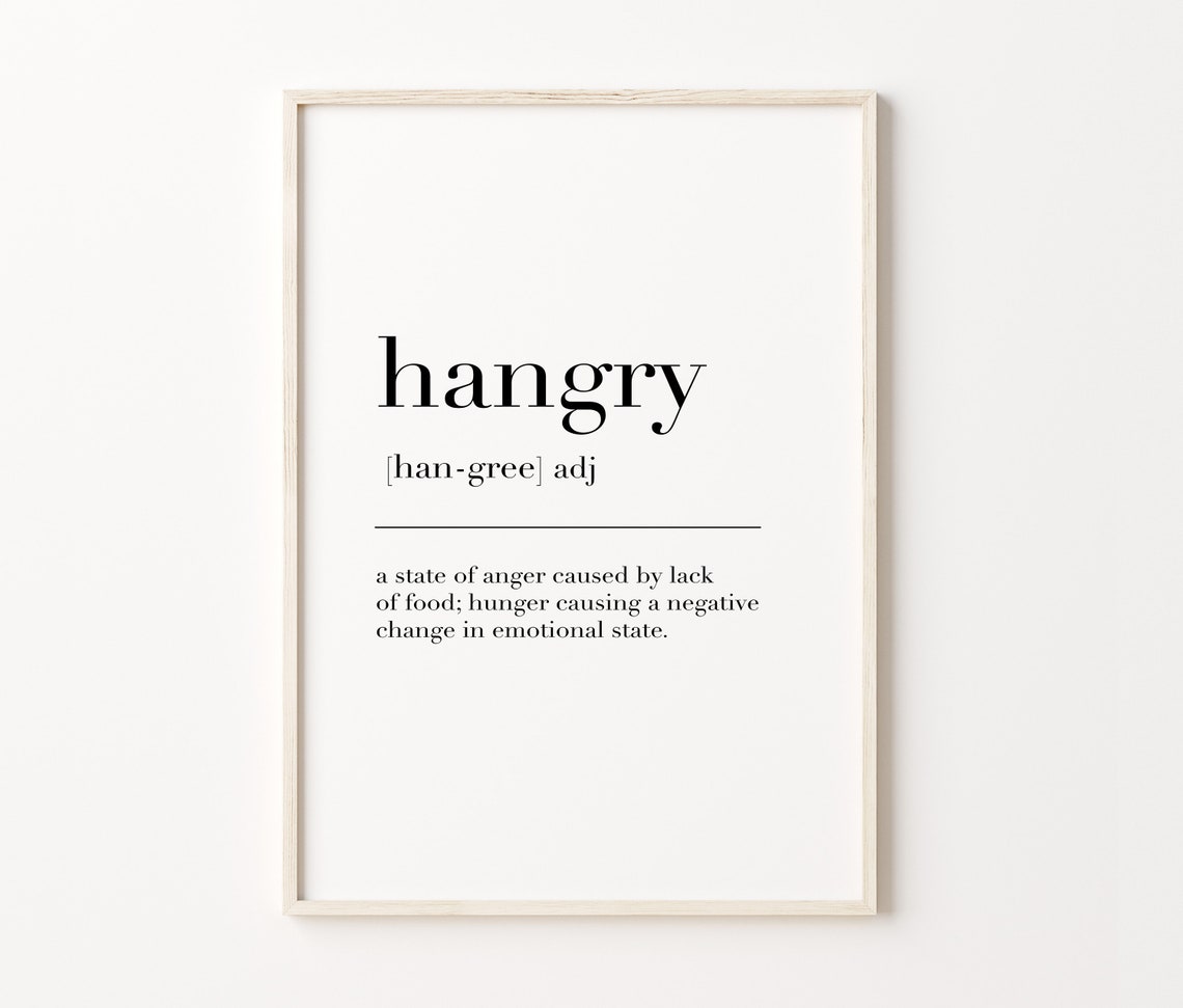 Hangry Definition Print Funny Adjective Meaning Kitchen Wall Art - Image 4