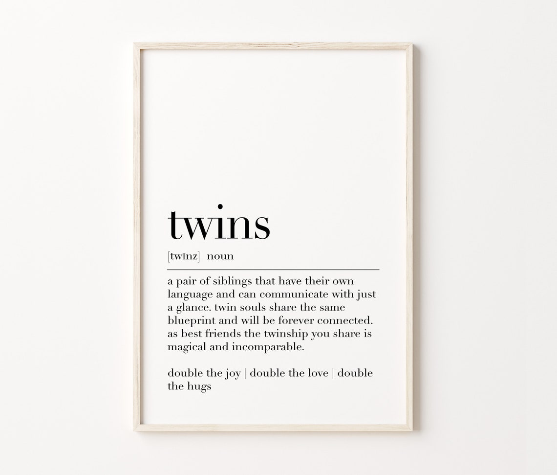 Twins Definition Dictionary Print Sibling Love Minimalist Quote Poster - Image 3